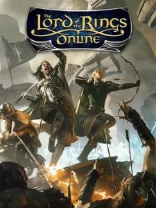 The Lord of the Rings Online title above armored fighters with swords and bows in a smoky battle.