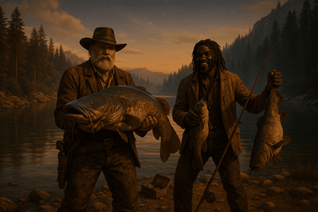 Video game fishing RDR2 LootCastPuff Dan & Grim