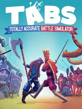 TABS, Totally Accurate Battle Simulator, title above a crowned red warrior and blue soldiers in a clash.